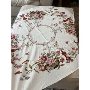 Vintage Pink Floral Butterfly Book Greenery Tablecloth Rectangular 80”x60”